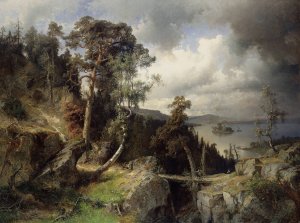 Swedish Landscape. Motif from Kolmarden by Alfred Wahlberg Oil Painting