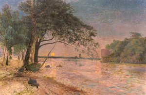 View of Kronenberg Castle at Sunset by Alfred Wahlberg Oil Painting