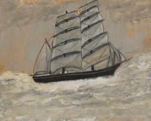 Sailing Ship in a Stormy Sea by Alfred Wallis Oil Painting