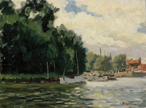 Richmond, Thames by Alfred William Finch Oil Painting