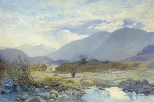 Capel Curig With Snowdon And The Glyders In The Distance, North Wales by Alfred William Hunt Oil Painting