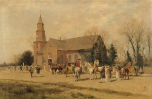 Old Bruton Church, Williamsburg, Virginia, in the Time of Lord Dunmore by Alfred Wordsworth Thompson Oil Painting