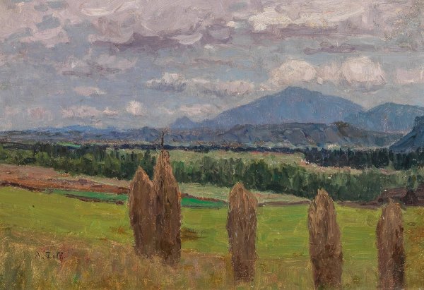Main Product Photo of A Landscape with Sheaves of Corn Painting by Alfred Zoff