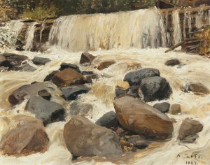 A River Dam by Alfred Zoff Oil Painting