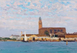 A view of the cathedral in Chioggia Oil painting by Alfred Zoff