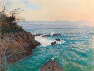A View Of The Nervi Coast by Alfred Zoff Oil Painting