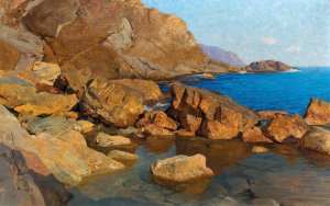 Felsige Kuste bei Nervi in Abendsonne by Alfred Zoff Oil Painting