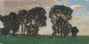 Langenpreising, Viehweide mit grosen Baumen by Alfred Zoff Oil Painting