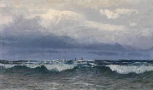 Meeresbrandung mit Segelschiffen by Alfred Zoff Oil Painting