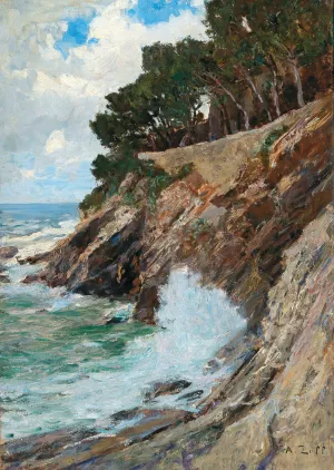 Scene On The Nervi Coast Oil painting by Alfred Zoff