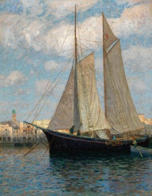 Ships in the Harbour of Chioggia by Alfred Zoff Oil Painting