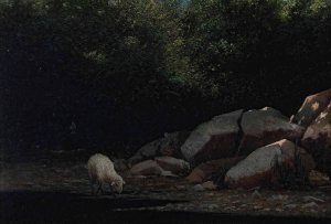Lungo il torrente by Alfredo De Andrade Oil Painting