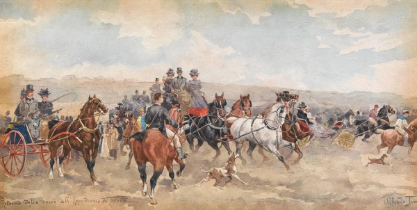 Main Product Photo of Return From The Racing Track In Triest Painting by Alfredo Tominz