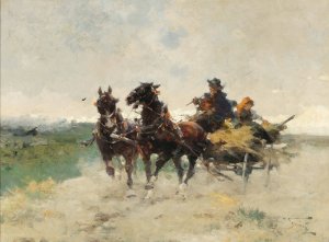 Returning Home From The Fields by Alfredo Tominz Oil Painting