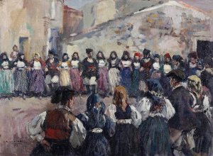 Danza sarda by Alfredo Vaccari Oil Painting