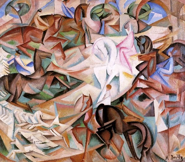 Main Product Photo of Equestrian Fantasy with Pink Lady Painting by Alice Bailly