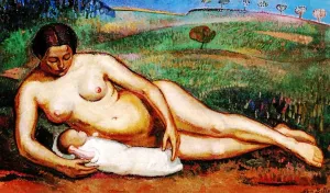 Female Nude with Her Child by Alice Bailly - Oil Painting Reproduction