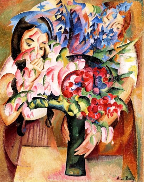 Main Product Photo of Flowers and Figures Painting by Alice Bailly