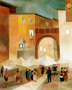 Italian Landscape II: Market in Verona by Alice Bailly Oil Painting