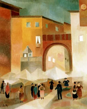 Italian Landscape II: Market in Verona by Alice Bailly Oil Painting