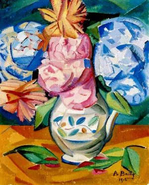 Still Life Bouquet of Hydrangeas by Alice Bailly - Oil Painting Reproduction