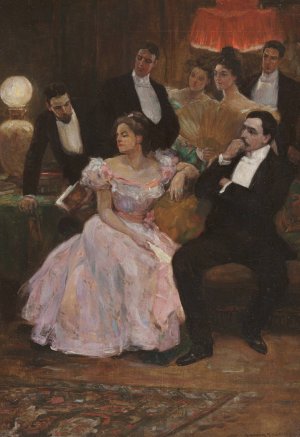 A Formal Gathering by Alice Barber Stephens Oil Painting