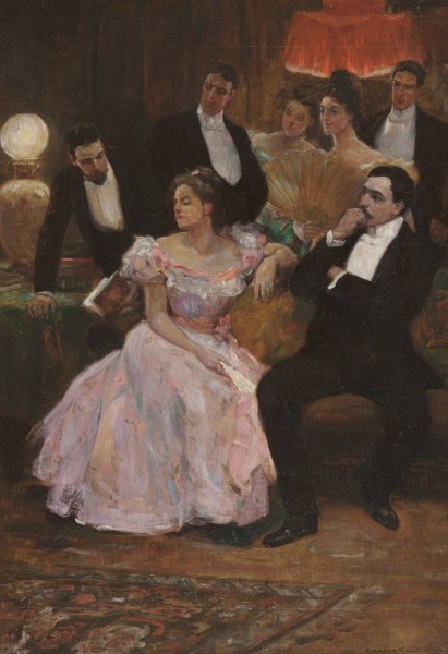 A Formal Gathering by Alice Barber Stephens - Hand-Painted Oil Painting Reproduction