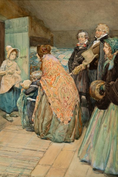 Bleak House interior illustration  by Alice Barber Stephens - Hand-Painted Oil Painting Reproduction
