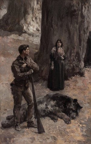 The Bear Hunter by Alice Barber Stephens Oil Painting