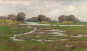 River Landscape with Marshes by Alice Marion Curtis Oil Painting