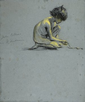 Crouching Boy with Snake by Alice Pike Barney Oil Painting