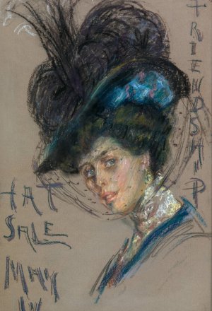 Hat Sale Poster by Alice Pike Barney Oil Painting