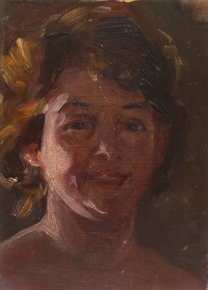 Head of the Artist by Alice Pike Barney Oil Painting