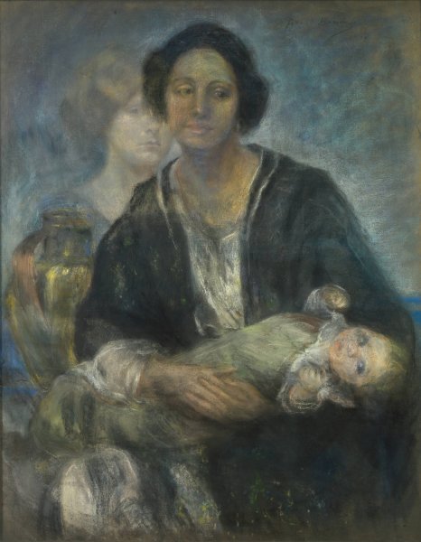 Italian Woman with Child  by Alice Pike Barney - Hand-Painted Oil Painting Reproduction