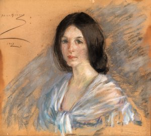 Jaqueline with Fichu by Alice Pike Barney Oil Painting