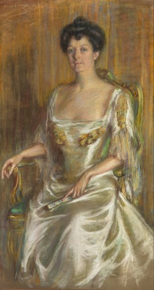 Lady with Fan by Alice Pike Barney Oil Painting