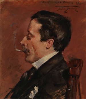 Man with Cigarette by Alice Pike Barney Oil Painting