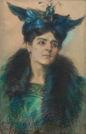 Marianne with Hat by Alice Pike Barney Oil Painting