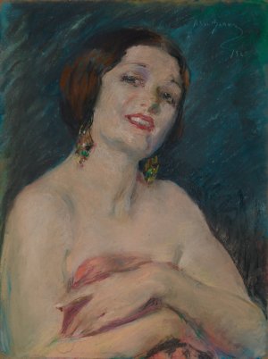 Model Holding Drapery by Alice Pike Barney Oil Painting