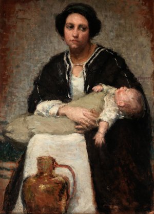 Mother and Sleeping Baby by Alice Pike Barney Oil Painting
