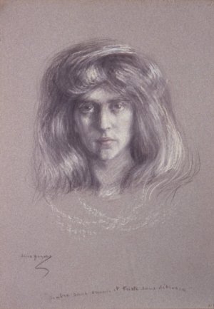 Natalie with Flowing Hair by Alice Pike Barney Oil Painting