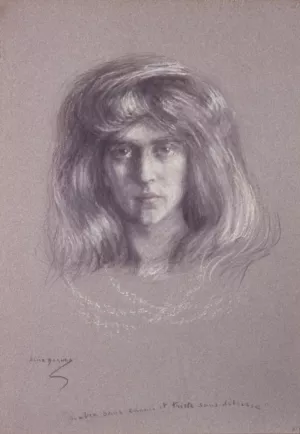 Natalie with Flowing Hair by Alice Pike Barney Oil Painting