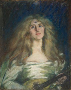 Natalie with Mandolin by Alice Pike Barney Oil Painting
