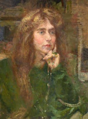 Natalie with Necklace by Alice Pike Barney Oil Painting