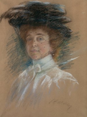 Self Portrait with Hat and Veil by Alice Pike Barney Oil Painting