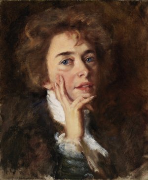 Self-Portrait with Jabot by Alice Pike Barney Oil Painting