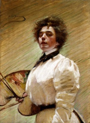 Self-Portrait with Palette by Alice Pike Barney Oil Painting