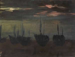 Ships in Moonlight by Alice Pike Barney Oil Painting