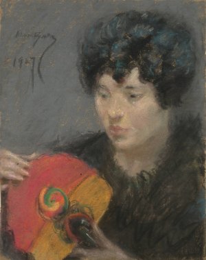 Study with Fan by Alice Pike Barney Oil Painting
