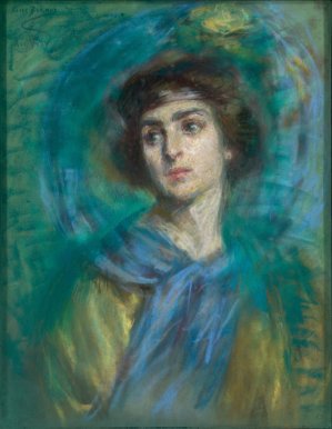 The Blue Scarf by Alice Pike Barney Oil Painting